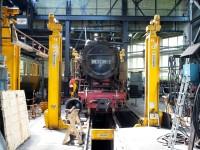 Lok 99 7235 in der HSB-Werkstatt Wernigerode Westerntor zwecks Haupt­unter­suchung (HU)